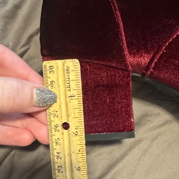 Red Velvet Ankle Boots - Picture 6 of 6